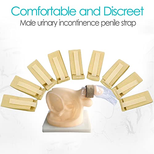 10 Pcs Male External Catheter Strap, Adjustable Urinary Incontinence Penile Clamp Fixer Reusable Holder Band Men - No More Leaking, Camel
