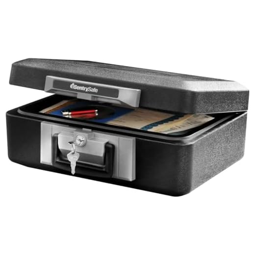 SentrySafe Fireproof Safe Box with Key Lock, Chest Safe with Carrying Handle to Secure Valuables and Jewelry, 0.25 Cubic Feet, 6.3 x 15.3 x 12.1 Inches, 1160