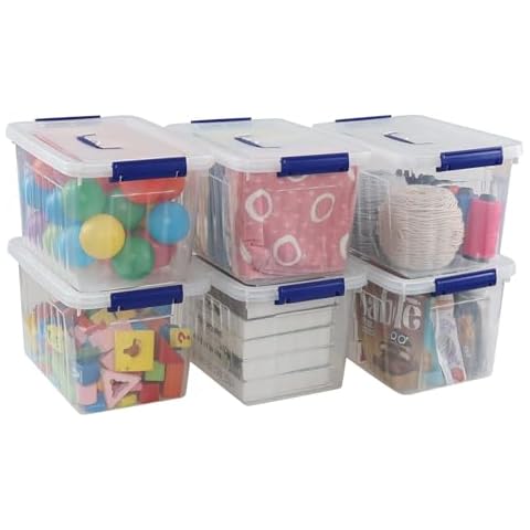 Cadineer 10 L Clear Storage Boxes Set of 6 Cover