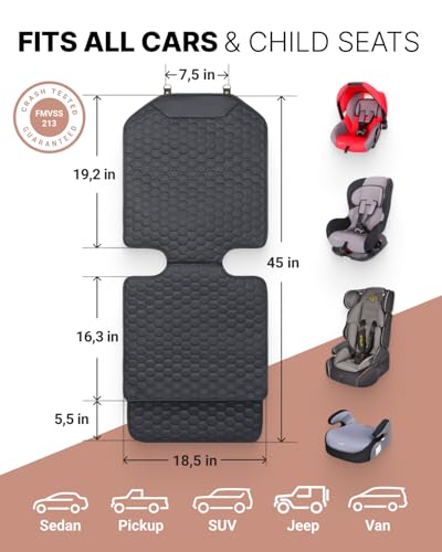 Image of Owleys Set Seat Back Organizer & Car Seat Protector Hexy Waterproof & Non-Slip Protector for Child Car Cushion for Leather and Fabric Seats (Black)