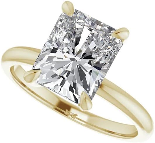 Radiant Cut Moissanite Solitaire Engagement Ring, 3ct, 10k Yellow Gold