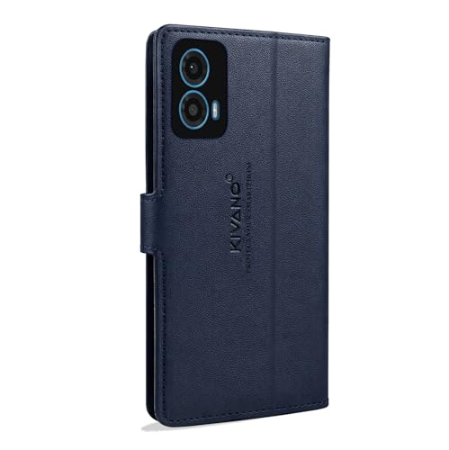 Image of KIVANO LUXE for Motorola G96 5G / Motorola Edge 50 Fusion 5G Luxury Handmade Leather Magnetic Flip Folio Case | Card Holder & Kickstand | Slim Protective Cover | Unisex - Blue