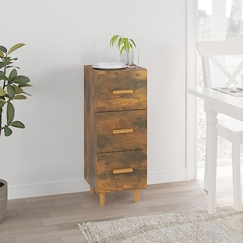 Nqyjm - Mueble de almacenamiento con 3 cajones, aparador, roble ahumado, 34,5 x 34 x 90 cm, madera de ingeniería, armario lateral, armario para comedor, cocina, sala de estar, dormitorio modelo 1