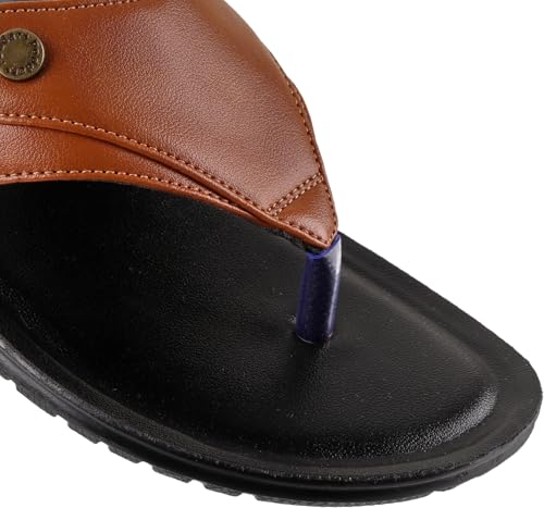 Image of Men's Stylish Rexine Slipper With Cushioned Footbed For All Day Comfort - Durable, Comfortable and Versatile Footwear for Casual & Formal Occasions | Soft, Stylish
