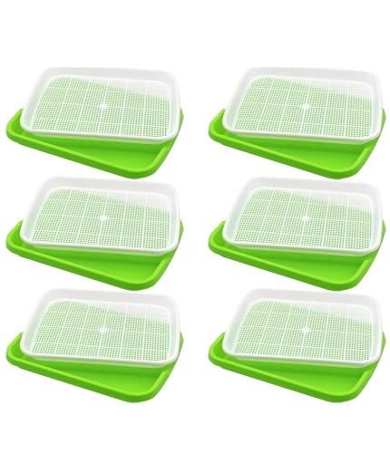 Image of Seed Sprouter Germination Tray with Drain Holes, Nursery Tray, 500ml Empty Spray Bottle, Germination Paper Soil-Free Wheatgrass Sprouting Growing Kit for Garden Home Office (Pack of 1)