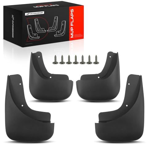 Image of A-Premium Mud Flaps Compatible with Audi | for Audi A4 2005-2008 Sedan, No Drilling Required Mud Guards with Hardware Accessories, Set of 4 Front and Rear