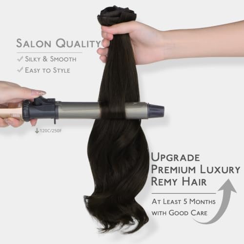Image of WENNALIFE Invisible Edge Seamless Clip in Hair Extensions Real Human Hair