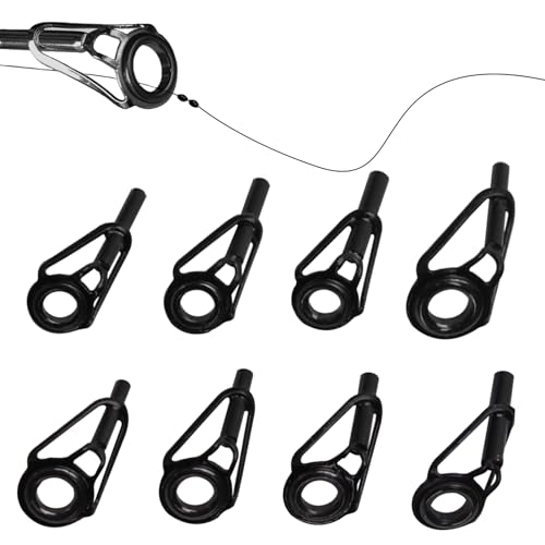Lotnut 8 Pcs Kit De Reparación De Cañas De Pesca,Kit De Punta De Caña De Pescar,Guías De Repuesto Anillas para Caña De Pesca, De Varilla Acero Inoxidable 8 Tamaños Pequeña/Grande Estilo
