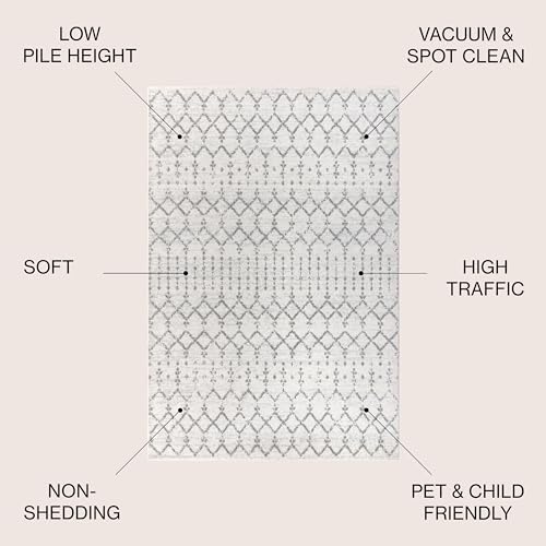 Image of JONATHAN Y Boho Vintage Diamond Cream /Gray Indoor Area Rug 8X10 ft, Moroccan Hype for Living Room, Bedroom, Kitchen, Office, Easy-Cleaning, High Traffic, Pet-Friendly, Non-Shedding (MOH101B-8)