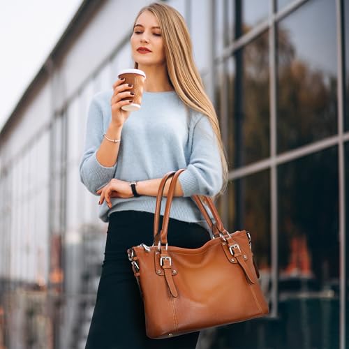 HESHE Genuine Leather Tote Satchel