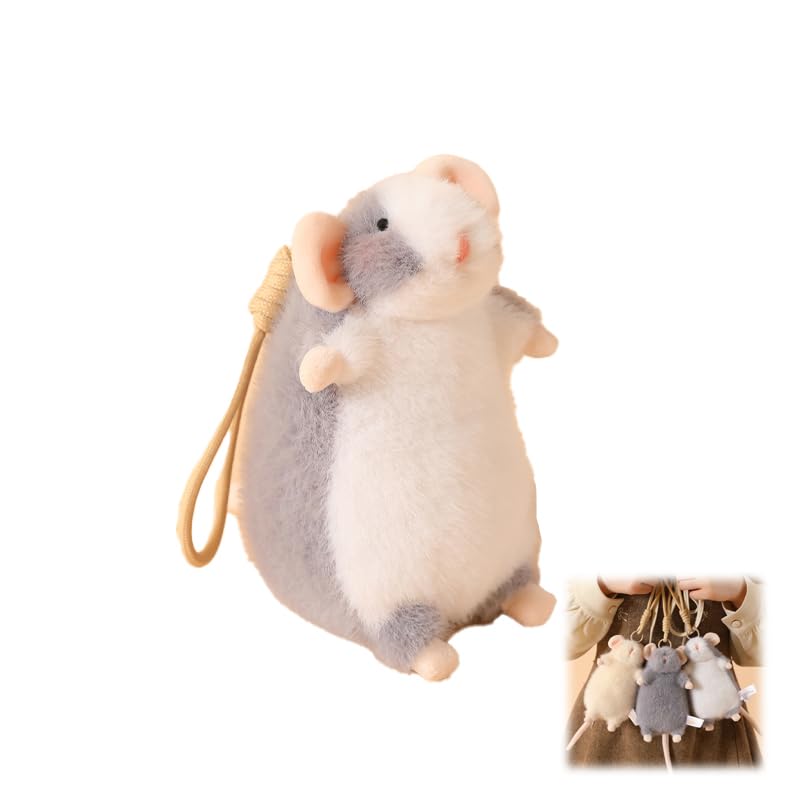 ZBELLO 15CM Cute Fancy Rat Plush Toys Soft Stuffed Animal Doll Plush Small Mouse Pendant Keychain Funny Gifts for Keychain Bag Pendant Toy Gift (Gray White)