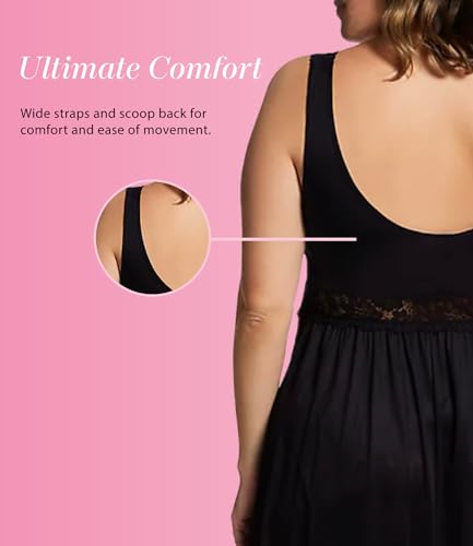 Image of Exquisite Form Women's 70807 Nylon Tricot Sleeveless Long Nightgown with Floral Lace