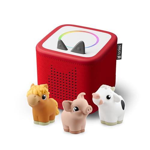 Image of Toniebox 2 My First Farm Bundle for Kids 1+ with Soft and Squeezable Cow, Horse, and Pig - Sunset Red