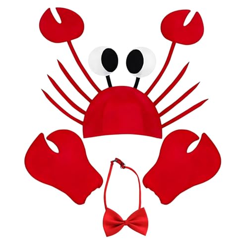 Lobster Costume Crab Costume Under The Sea Costumes Hats Claws Set For Party Halloween Crab Eyes Headband with Antenna Giant Sea Creature Cosplay Set
