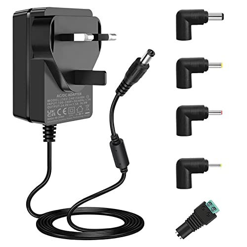 18V 1A DC Power Supply Cord, AC 100-240V Adapter for 18 Volt 100mA~1000mA Logitech Radio, Routers, Speaker, Sound Bar, Singing Machine, with 5 DC Connector.