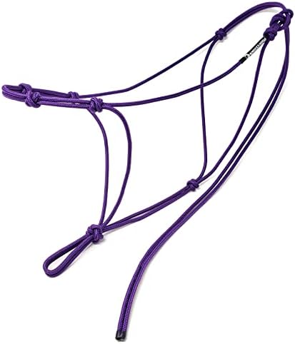 Knotty Girlz 4 Knot Horse Rope Training Halter - 3/16" (5mm) Very Thin! Stiff Polyester Halter Rope (Purple, Standard)