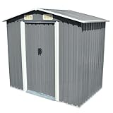 CIOURSTO Aufbewahrungsschuppen, Metall, Grün, 204 x 132 x 186 cm, Gartenschuppen (grau)