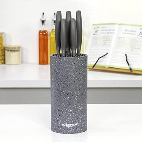 Blackmoor 66919 5-Piece Knife Set / Comes with Freestanding Storage Block / Stainless Steel Knives / Non-Stick Grey Marble Coating / Easy Clean & Dishwasher Safe / Modern & Stylish Kitchen Accessory Cover