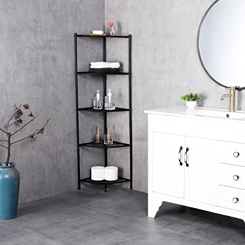 Kimzda 5-Tier Corner Shelf Stand Metal Wire Corner Shelving Display Unit Storage Furniture Multipurpose Space Saving Storage Rack For Living Room thumb #4