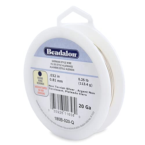 Beadalon German Style Wrapping Wire, Round, Silver Plated, 20 Gauge, 78 ft