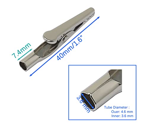 Image of iexcell 100 Pcs 1.6 Inches / 40 mm Steel Alligator Clips Crocodile Clamps,Silver Tone Nickel Plated, Come in a Plastic Case