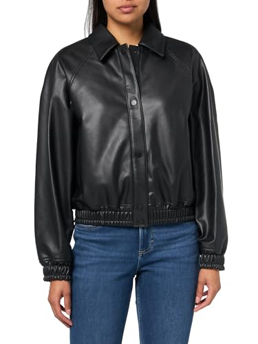 Blouson aviateur HUGO en cuir vegan femme : veste noire tendance et écoresponsable