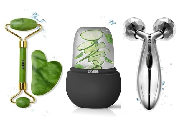ZEXREL 3D Manual Roller Face Body Massager With And Anti Aging 100% Natural Jade Stone Roller Msagger With Gua Sha Tools for Face and Body Massager (B0BKH7MBQ2) Amazon Price History, Amazon Price Tracker
