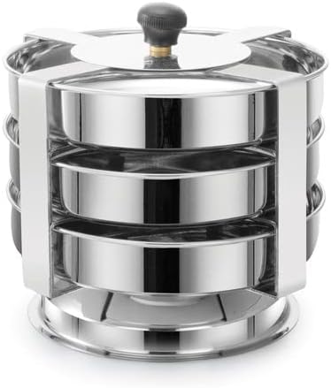 HORIZON Stainless Steel Thatte Idly Cum Dhokla Stand/Thatte/Plate Idli Maker Suitable for Outer Lid Cooker (3 Plates) - Small