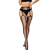TIMIYUYU Strumpfhose für Damen Spitze Strapsen Strümpfen Netzstrumpfhose Elastisch Hohe Taille Erotische Netzstrümpfe Unterwäsche Mode Schenkelhohe Strümpfe Strapsstrümpfe
