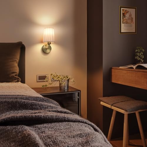 Image of Operated Wall Sconce Set of 2, 6500mAh Rechargeable Wall Sconces Operated Light Dimmable Powered Wall Lights with Black Gooseneck for Bedroom Living Room