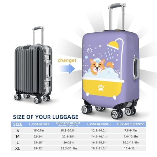 VOSERY Travel Luggage Cover - Corgi Washing in Bathtub Washable Suitcase Covers Protector Fits 18-32 Inch Luggage4