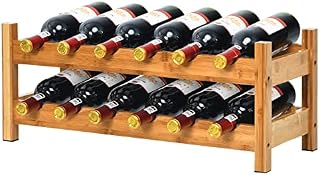 COSTWAY 2 Tier Countertop Wine Rack, 12-Bottle Bamboo Freestanding Wine Holder Organizer with Arc Design, Space-saving Wine Display and Storage Shelf for Kitchen Pantry Pub Wine Cellar (Natural)