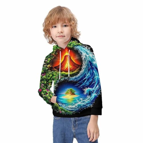 Pull à capuche 3D Yin-Yang fille pour le collège