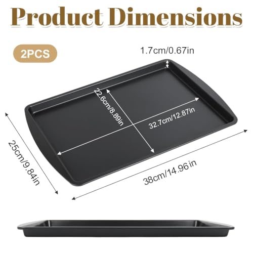 2 Pack Non Stick Baking Trays with Handle, Carbon Steel Sheets Pan for Oven - Image 3