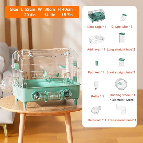 Cage hamster double couche verte anti-ennui avec tunnels transparents - 2