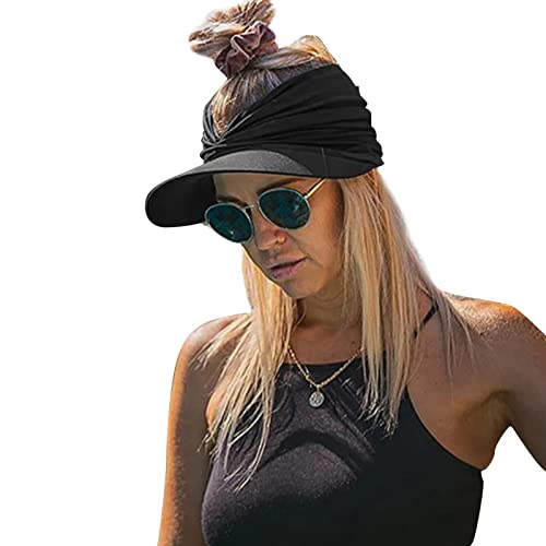Leere obere Sonnenkappe - Damen Sonnenhüte Sonnenschutz Strandvisier,Frauen-Sonnenschutzhut, Sommer-Anti-Ultraviolett-elastische Kappen, hohle Oberseite, Sonnenblende, leere Top-Baseballmütze Sutli Cover