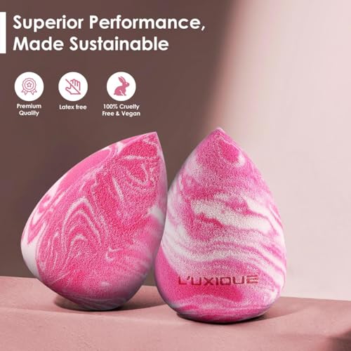 Image of Luxe Beauty Blender Pink | Latex-Free Makeup Sponge for Foundation, Concealer, and Blending | Unisex Beauty Tool for Smooth Finish | Soft, Reusable Sponge Applicator