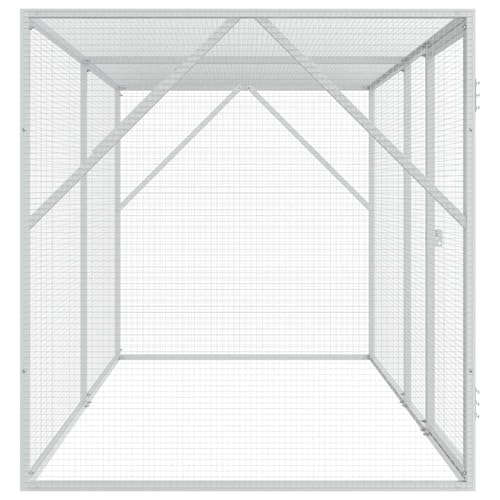 Verzinkter Stahl Vogelkäfig Außen Rechteckig Anthrazit 208 x 102 x 108 cm Großer Vogelkäfig für Garten Terrasse Modernes Design-4