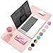 Price comparison product image Dual-Sided Multifunctional Desk Pad, 60x35 cm Waterproof Desk Blotter Protector, Leather Large Desk Wrting Mat Mouse Pad (Pink, 60 x 35 cm)
