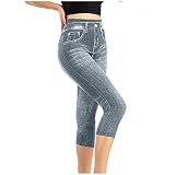 Caprihose Damen Sommer, Caprihosen Damen 3/4 Jeans: Capri Hosen FüR Frauen Jeans-Leggings Sommer Yogahose-Sommerhose 7/8 Freizeithose Stretch Capri-Leggings Fitnesshose Gym Workout Tights Sporthose