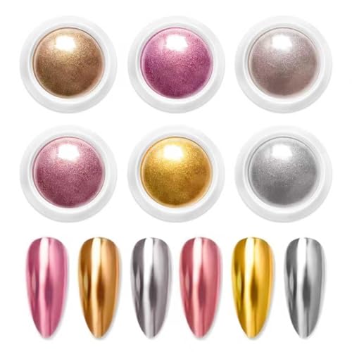 BISHENGYF Rose Gold Chrome Nail Powder【Neue Upgrade】Grosse Kapazität Chrom Pulver【Super-Spiegeleffekt】Metall Mirror Chrome Powder –Neon Glassy Pearl Effect Glitter Nagelkunst Pulver für DIY Salon