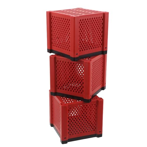 JOINPAYA Filtro Purificador de Agua para Pecera Caja de Almacenamiento de 3 Piezas, Cubos de Carbón Activado Rojo para Acuario y Estanque, Medio Filtrante Cerámico para Ecosistema Acuático