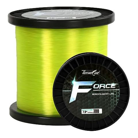 ThornsLine Force Monofilament Fishing Line - Superior Mono Leader Materials - Exceptional Strength Nylon Fishing line 2-100lb, Abrasion Resistant Mono Line (0.38mm/20lb/1000yd, Sunrise Yellow) Cover