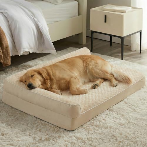 BFPETHOME Camas ortopédicas para cães grandes - Sofá-cama impermeável para cães com capa lavável removível, cama grande para animais de estimação com forro impermeável e fundo antiderrapante, cama