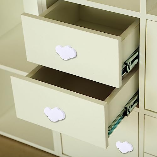 AINIUNIU 6 pcs Wolkenform Schubladenknöpfe Möbelknäufe, Cartoon Form Weicher Kleber Knöpfe für Kinder, für Schrankgriff Schubladen Knöpfe, Kinderzimmer Schränke, Toy Organizer Box (Weiß)