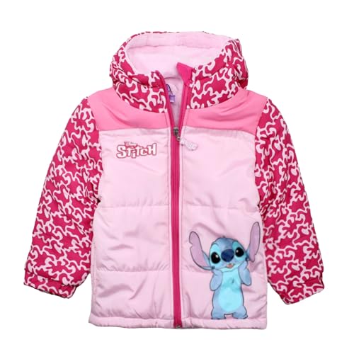 Disney Stitch – Giubbotto Invernale Bambina 3-10 Anni | Piumino con Cappuccio e Zip | Giacca Calda Imbottita...