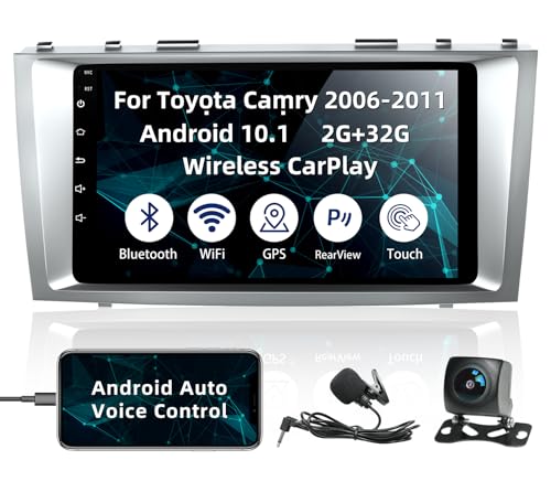 Android 10.1 Car Radio for Camry 2006-2011, 2+32GB 9 Inch Head Unit Car Stereo with IPS HD Touch Screen, Wireless CarPlay, Android Auto, GPS, WiFi, Backup Camera, SWC, Bluetooth 5.2