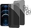 PEHAEL 2+2Pack for iPhone 12 Pro Max Privacy Screen Protector with Camera Lens Protector Full Coverage Anti-Spy Tempered Glass Film 9H Hardness Bubble Free [6.7 inch]