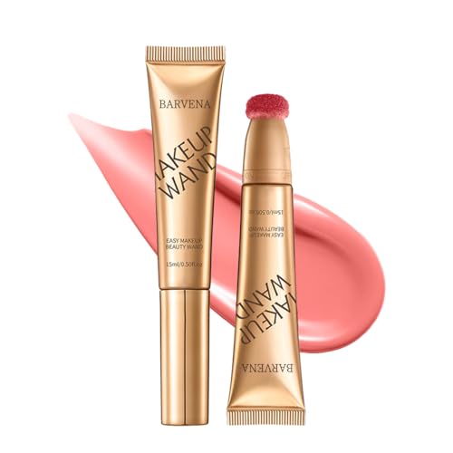 BARVENA Liquid Blush Wand – Buildable Blush Beauty Wand with Soft Applicator, Long-Lasting Natural Glow, Easy Blend,Flushed Cheeks (01 Soft Rose)