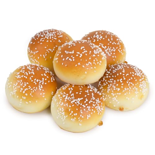 VIOCIWUO Artificial Bread 6Pcs, Fake Bread Simulation Food PU Slow Rebound Sesame Roll Bread for Home Hotel Kitchen Shop Decoration Party Photography Prop
